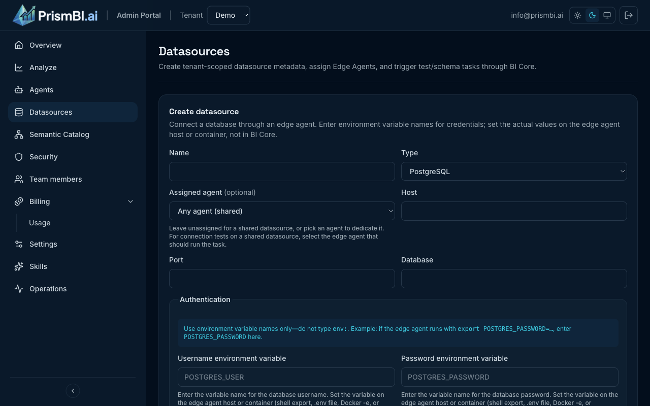 Datasources list