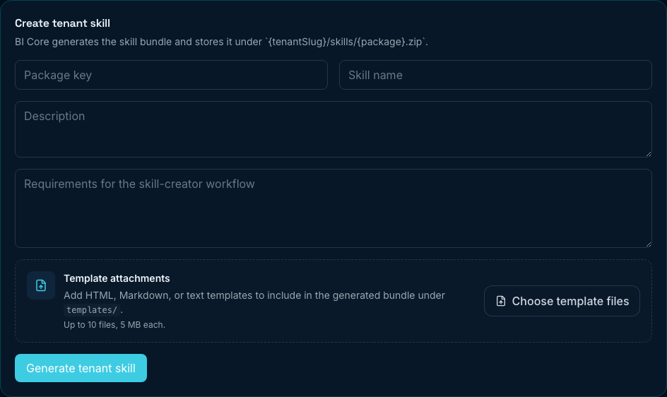 Create tenant skill