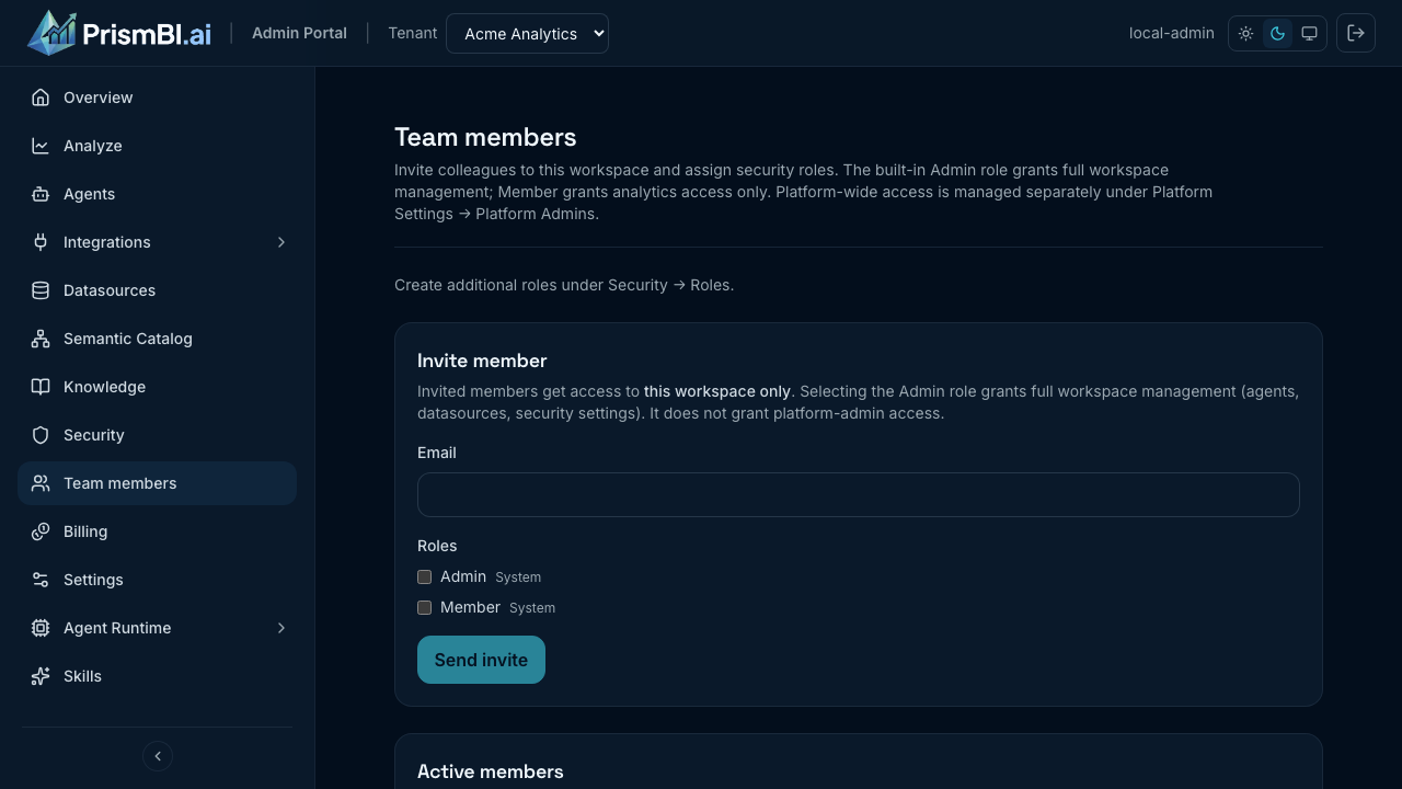 Team members page
