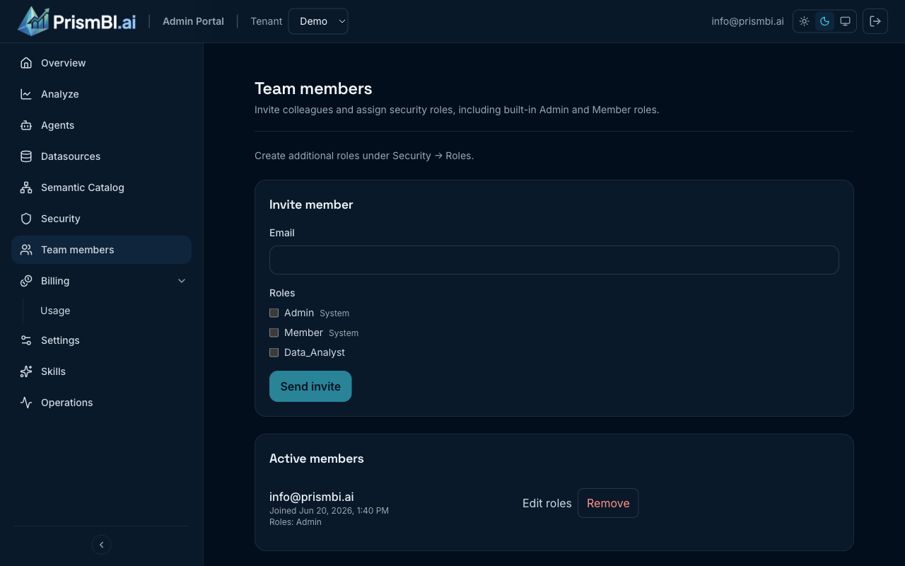 Team members page