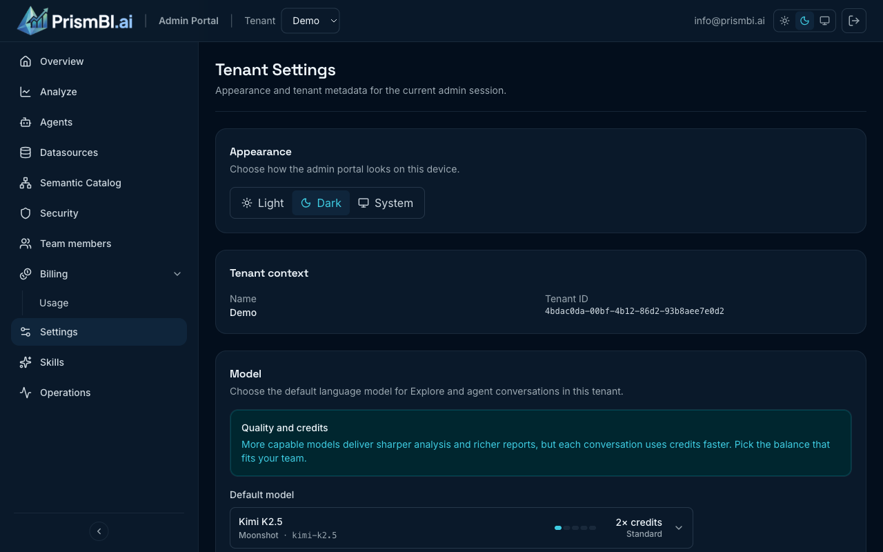 Tenant settings