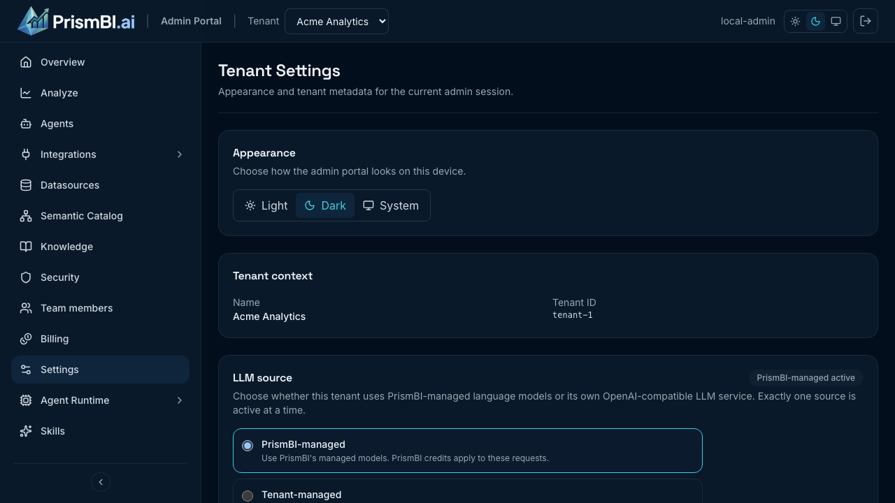 Tenant settings